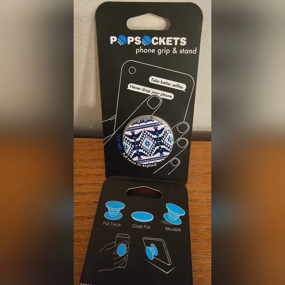 PopSocket Blue, Pink and White Geometric Phone Grip And Stand - Thunderbird